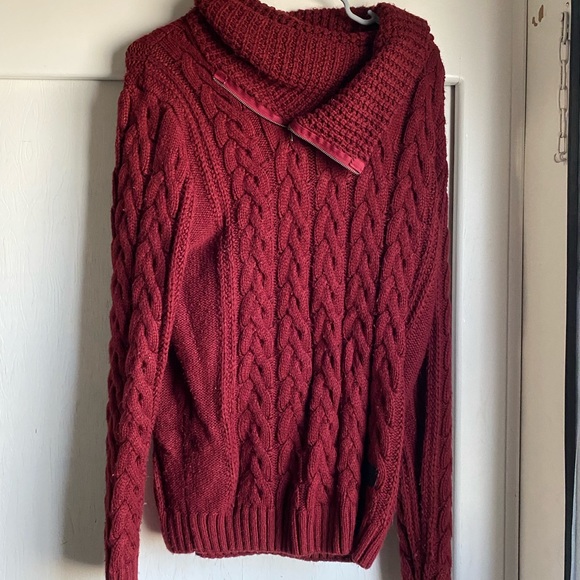 Burgundy Turtle neck zip up sweater dress - Picture 1 of 2